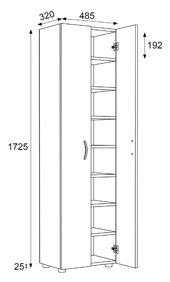 VCM NORDIC Ulas 8-rum skoskab, m. 2 lger, 7 hylder - antracitgr tr