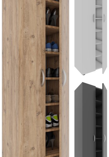 VCM NORDIC Ulas 8-rum skoskab, m. 2 lger, 7 hylder - antracitgr tr