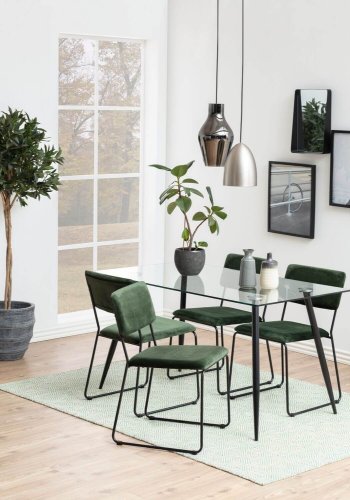 ACT NORDIC Wilma spisebord - Klar/sort glas, m. glasplade og sorte ben, rektangulr, inkl plastik fodsko, (75x140x80)