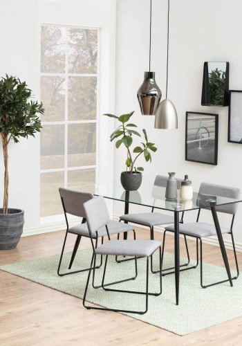 ACT NORDIC Wilma spisebord - Klar/sort glas, m. glasplade og sorte ben, rektangulr, inkl plastik fodsko, (75x140x80)