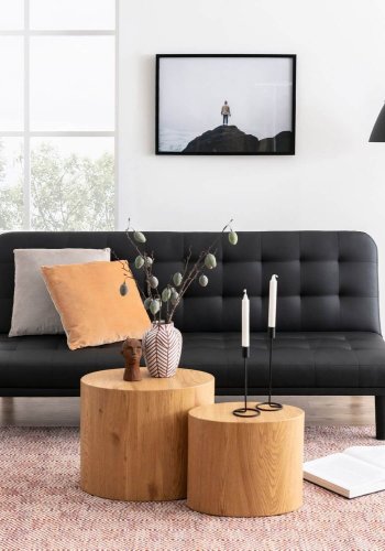 ACT NORDIC Mice sofabord - natur papir vild eg, oval (st á 2)