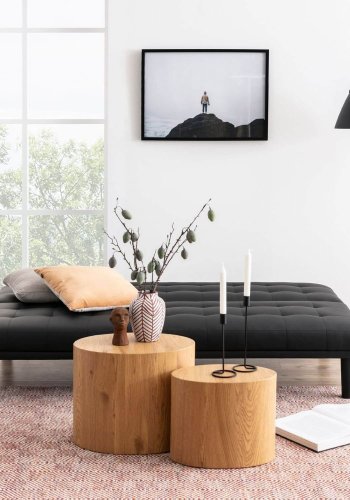 ACT NORDIC Mice sofabord - natur papir vild eg, oval (st á 2)