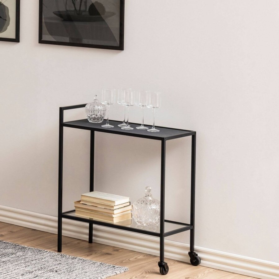 ACT NORDIC Seaford rullebord - stl med glasplade, m. hjul