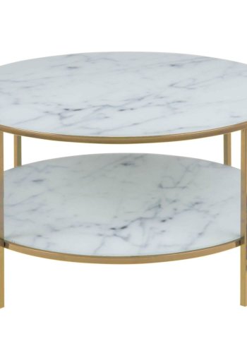 ACT NORDIC Alisma sofabord - glas m. hvid marmorprint/guld metal, rund (:80) 