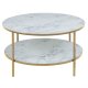 ACT NORDIC Alisma sofabord - glas m. hvid marmorprint/guld metal, rund (:80) 