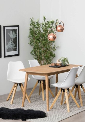 ACT NORDIC Dima spisebordsstol - hvid plast, tr, lder PU hynde