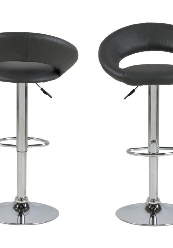 ACT NORDIC Plump barstol - mrkegr kunstlder/krom, med gaspatron