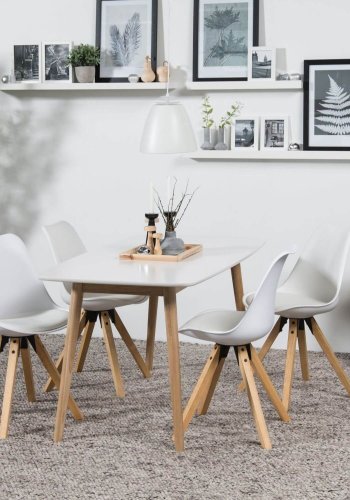 ACT NORDIC Dima spisebordsstol - hvid plast, tr, lder PU hynde