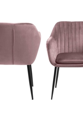 ACT NORDIC Emilia lnestol - rosa/sort stof/metal, m. armln