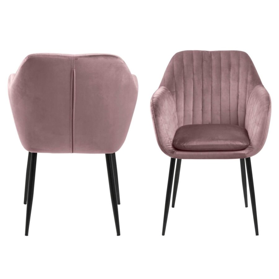 ACT NORDIC Emilia lnestol - rosa/sort stof/metal, m. armln