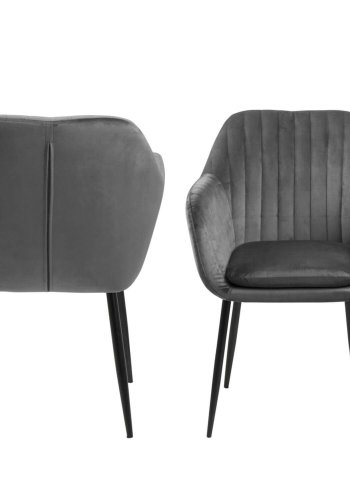 ACT NORDIC Emilia lnestol - mrkegr/sort stof/metal, m. armln