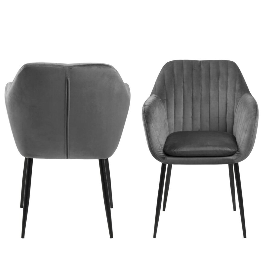 ACT NORDIC Emilia lnestol - mrkegr/sort stof/metal, m. armln