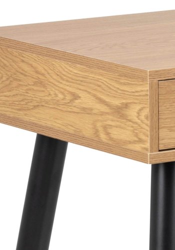 ACT NORDIC Neptun skrivebord i finer - natur papir vild eg/sort, m. 3 skuffer (110x50)