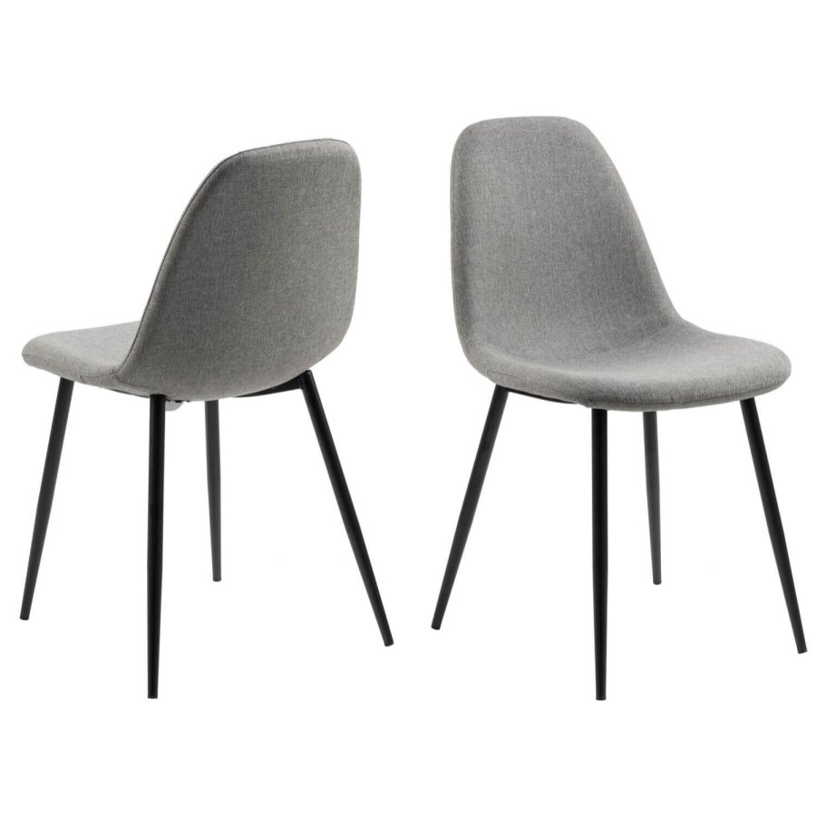 ACT NORDIC Wilma spisebordsstol - lysegr/sort stof/metal 