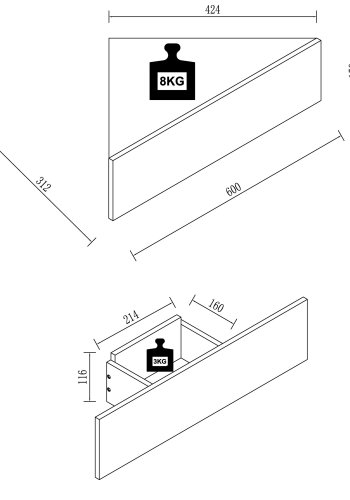 VCM NORDIC Usal S hjrne vghylde, m. 1 skuffe - antracitgr tr (60x42,4)