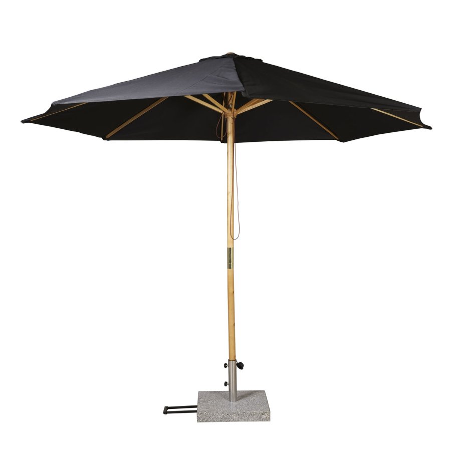 VENTURE DESIGN Naxos parasol 3m - sort polyester og natur tr 