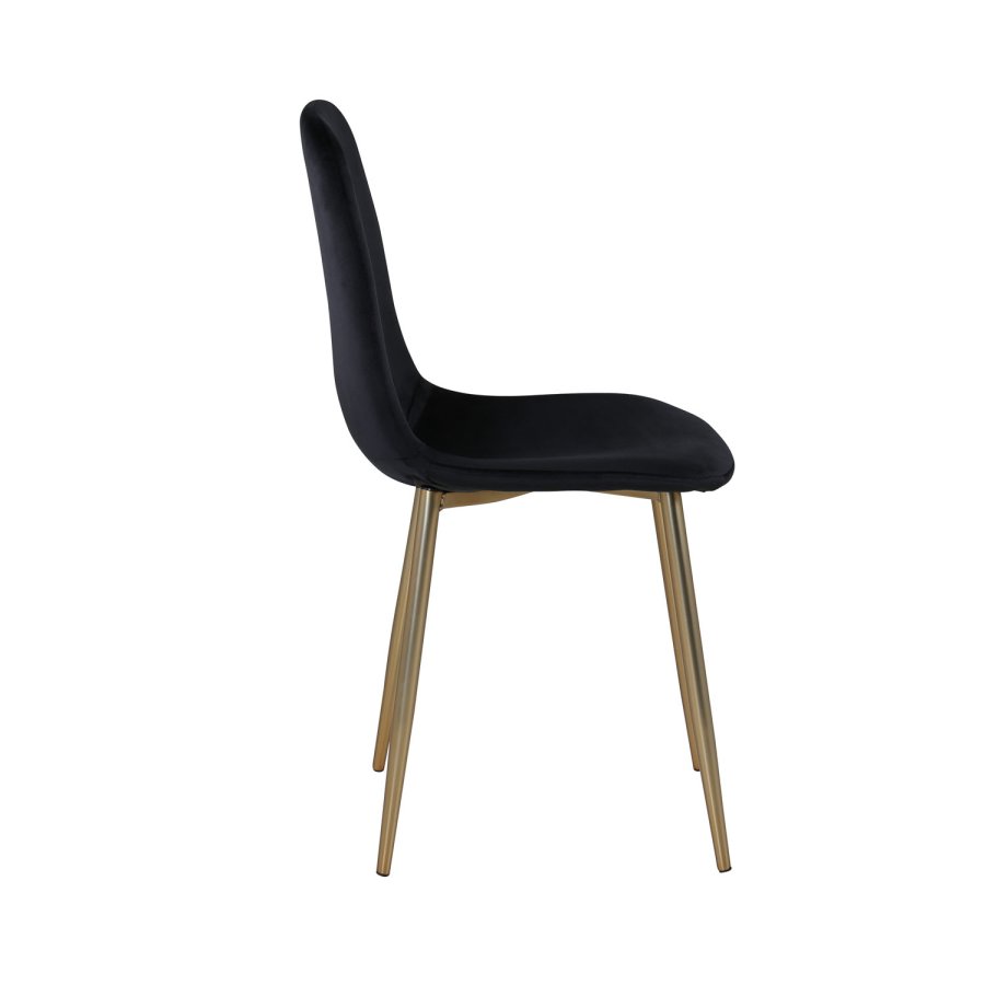 VENTURE DESIGN Polar spisebordsstol - sort velour og messingfolie metal