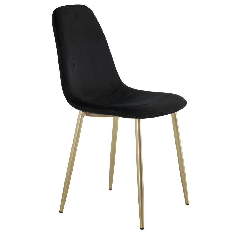 VENTURE DESIGN Polar spisebordsstol - sort velour og messingfolie metal