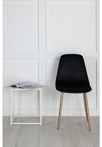 VENTURE DESIGN Polar spisebordsstol - sort velour og messingfolie metal