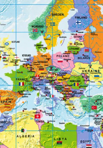 ARTGEIST Countries Flags verdenskort billede - multifarvet print p kork, 2 strrelser