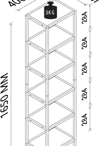 VCM NORDIC Vinali M reol, m. 4 hylder - hvid melamin og guld jern
