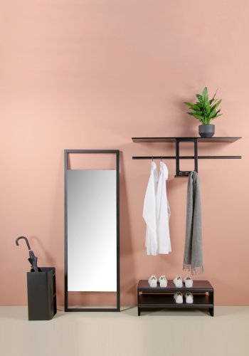 TORNA DESIGN Sasha L vgspejl, rektangulr - spejlglas og sort stl (160x54)