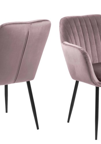 ACT NORDIC Emilia lnestol - rosa/sort stof/metal, m. armln