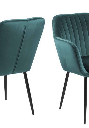 ACT NORDIC Emilia lnestol - flaskegrn/sort stof/metal, m. armln