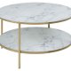 ACT NORDIC Alisma sofabord - glas m. hvid marmorprint/guld metal, rund (:80) 