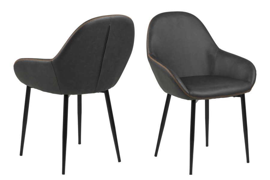 ACT NORDIC Candis lnestol - gr kunstlder og sort stel, m. armln