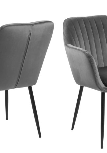 ACT NORDIC Emilia lnestol - mrkegr/sort stof/metal, m. armln