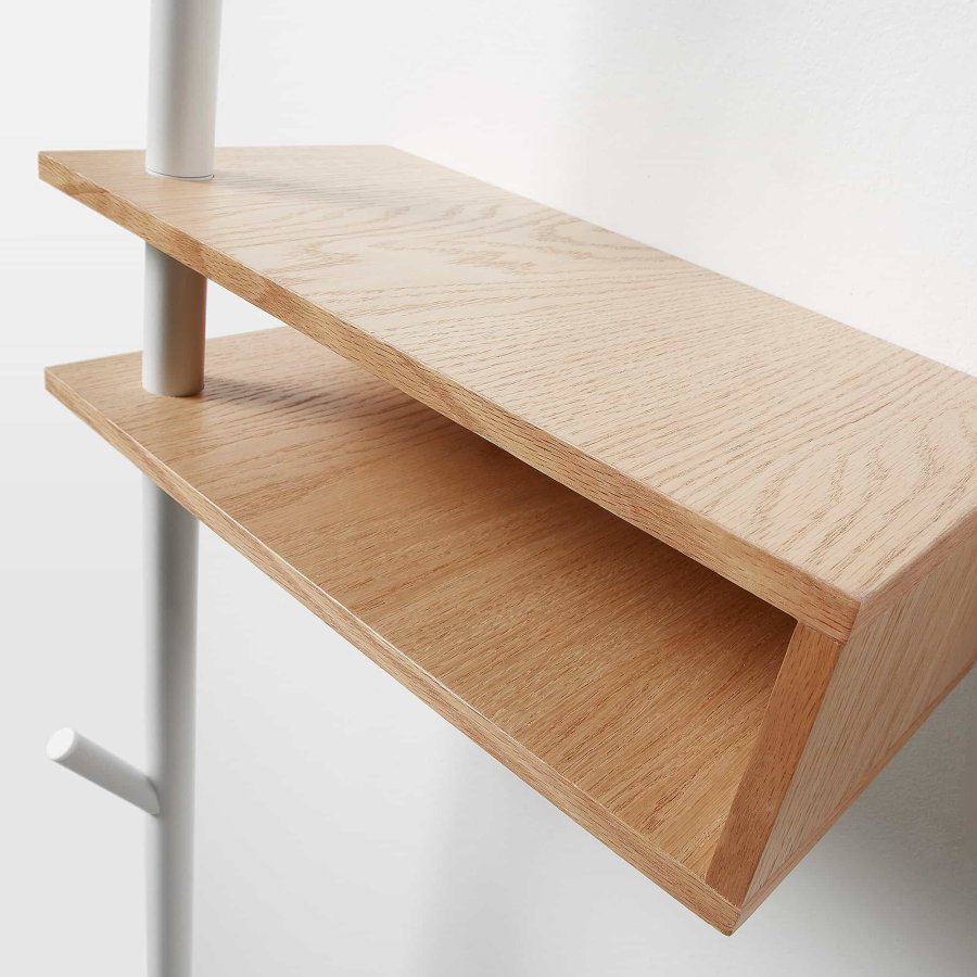 KAVE HOME Belgrad stumtjener - hvid/natur metal/egetrsfinér, m. hylde