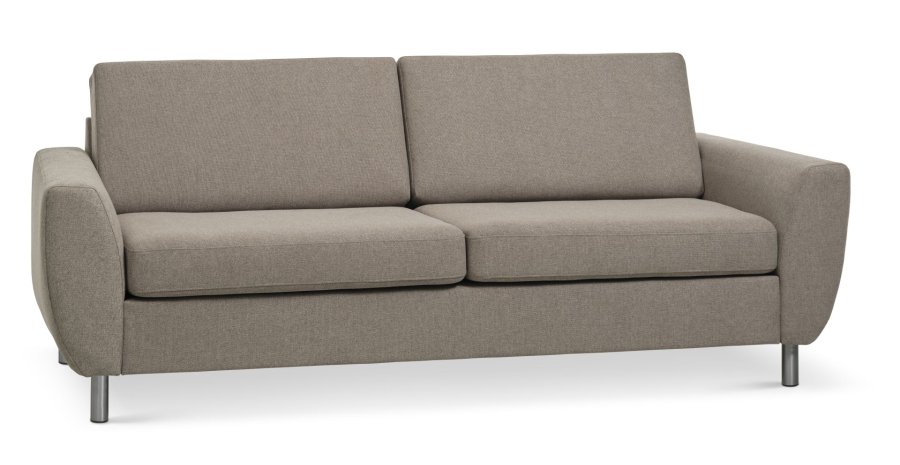 Wendy 2,5 pers. sofa - antelope beige polyester stof og brstet aluminium