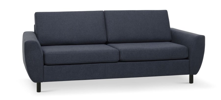 Wendy 2,5 pers. sofa - bl polyester stof og sort tr