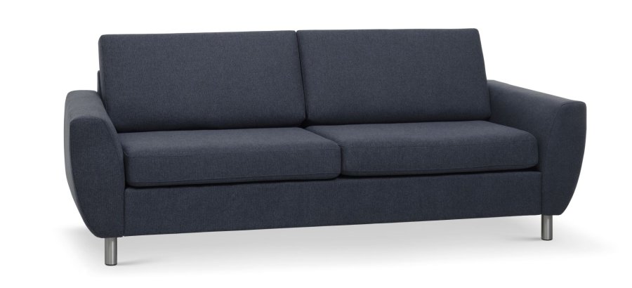 Wendy 2,5 pers. sofa - bl polyester stof og brstet aluminium