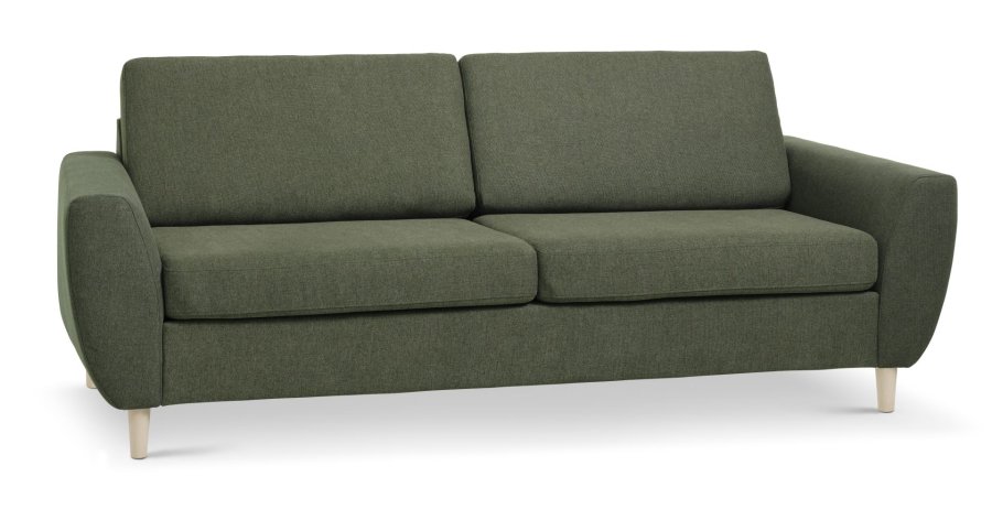 Wendy 2,5 pers. sofa - vinter mosgrn polyester stof og natur tr