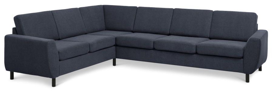 Wendy set 7 corner hjrnesofa - bl polyester stof og sort tr