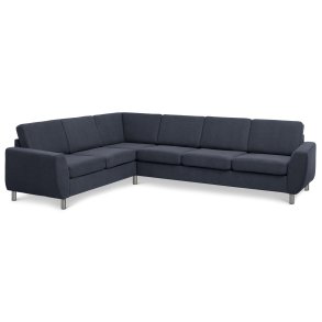Wendy set 7 corner hjrnesofa - bl polyester stof og brstet aluminium