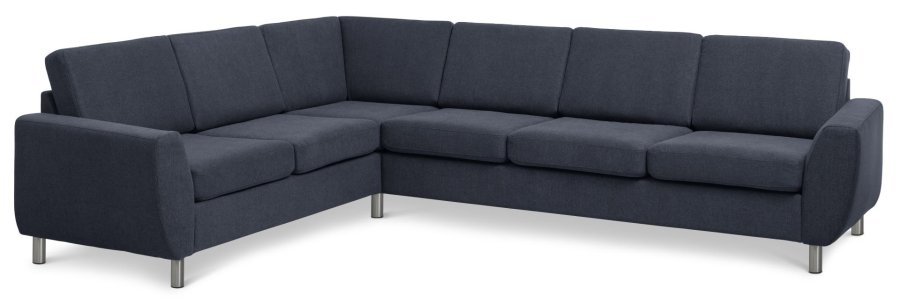 Wendy set 7 corner hjrnesofa - bl polyester stof og brstet aluminium