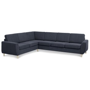 Wendy set 7 corner hjrnesofa - bl polyester stof og natur tr