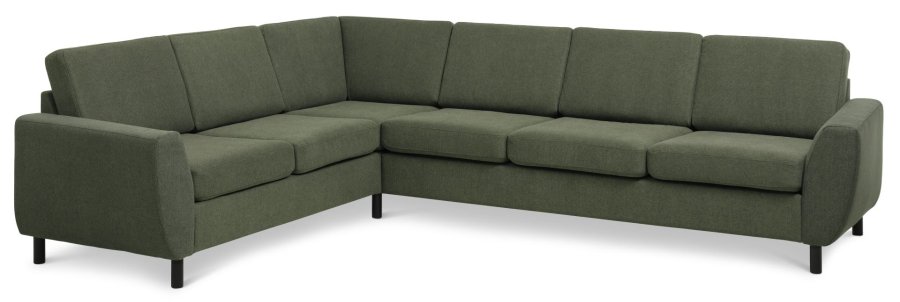 Wendy set 7 corner hjrnesofa - vinter mosgrn polyester stof og sort tr