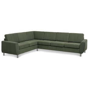 Wendy set 7 corner hjrnesofa - vinter mosgrn polyester stof og brstet aluminium
