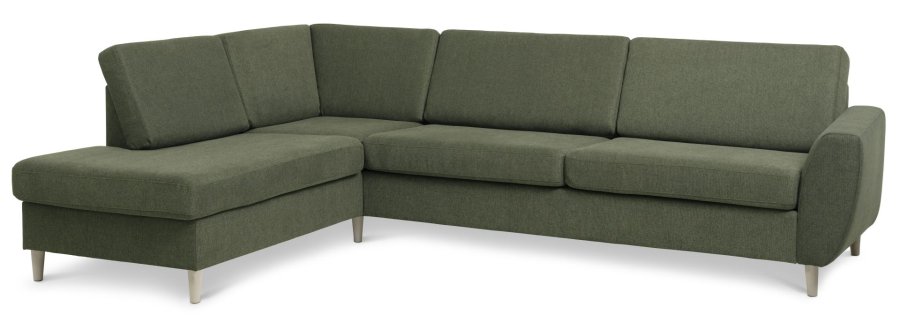 Wendy set 2 OE left sofa, m. chaiselong - vinter mosgrn polyester stof og natur tr