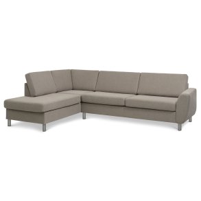 Wendy set 2 OE left sofa, m. chaiselong - antelope beige polyester stof og brstet aluminium