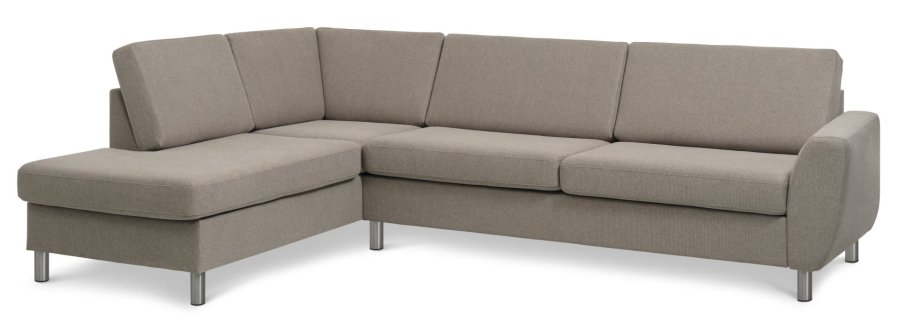 Wendy set 2 OE left sofa, m. chaiselong - antelope beige polyester stof og brstet aluminium