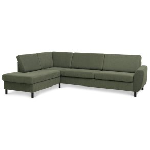Wendy set 2 OE left sofa, m. chaiselong - vinter mosgrn polyester stof og sort tr