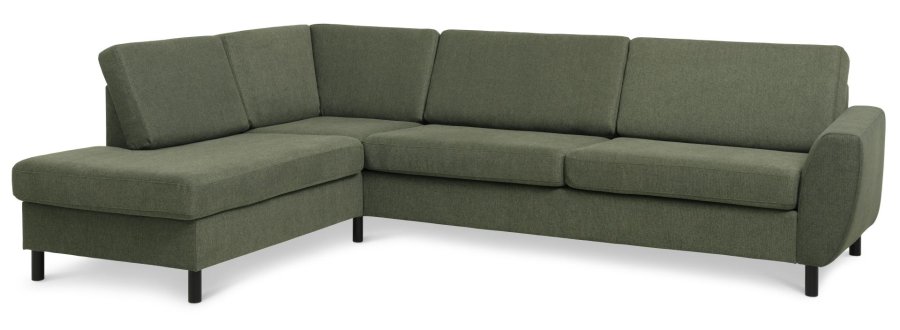 Wendy set 2 OE left sofa, m. chaiselong - vinter mosgrn polyester stof og sort tr