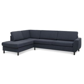 Wendy set 2 OE left sofa, m. chaiselong - bl polyester stof og sort tr