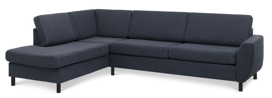 Wendy set 2 OE left sofa, m. chaiselong - bl polyester stof og sort tr