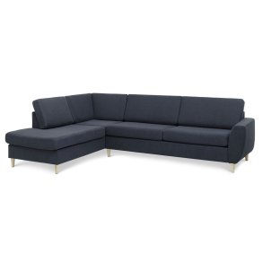 Wendy set 2 OE left sofa, m. chaiselong - bl polyester stof og natur tr